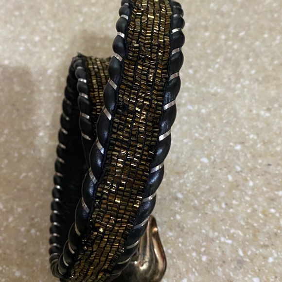 BB Simon belt with beads. Silver distressed hardware and beads. Good condition. - Picture 2 of 7